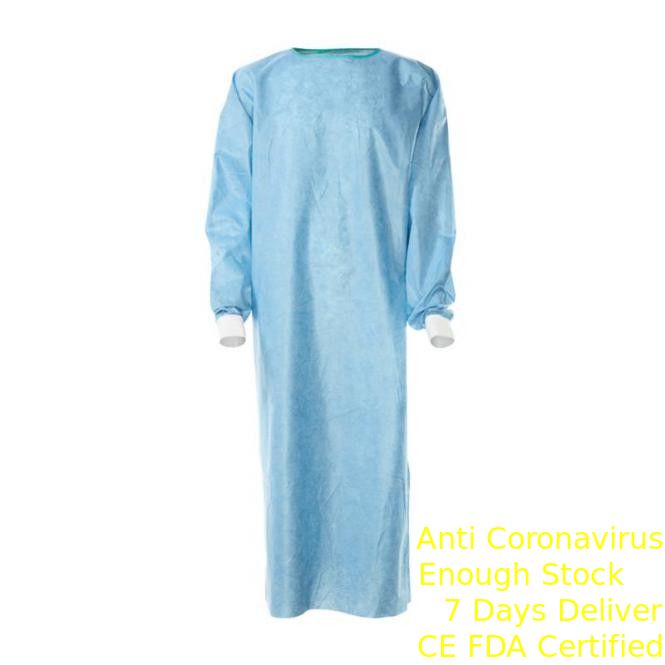 Áo choàng cách ly chống tĩnh điện màu xanh, áo choàng phẫu thuật vô trùng Dệt kim / Cuff cotton nhà cung cấp